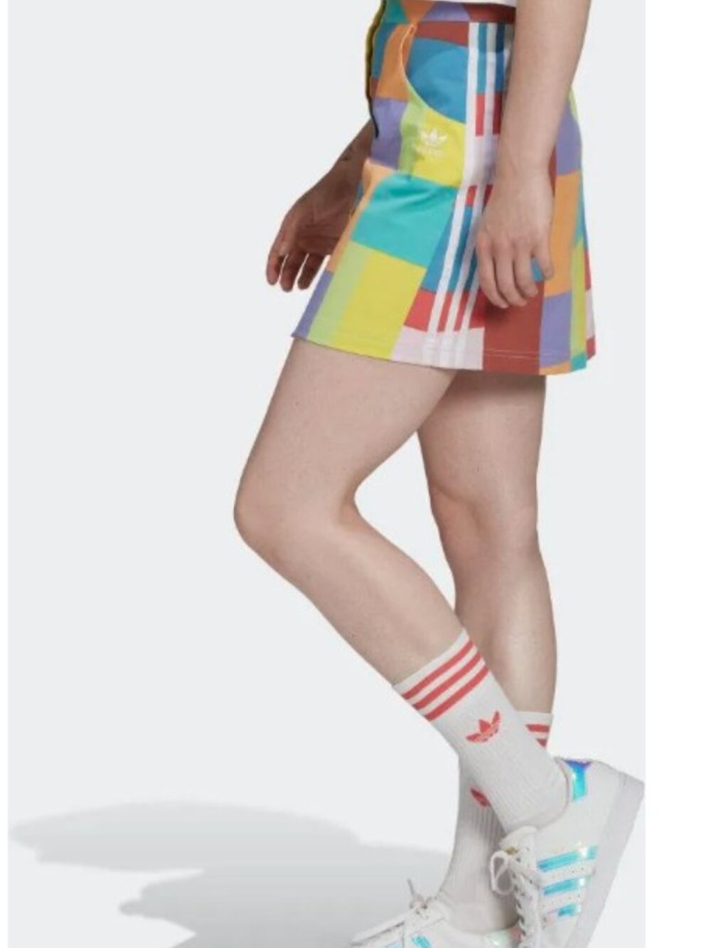 NWT Adidas Originals Summer Surf Mini Skirt Small Colorblock Snap Front #HC7058